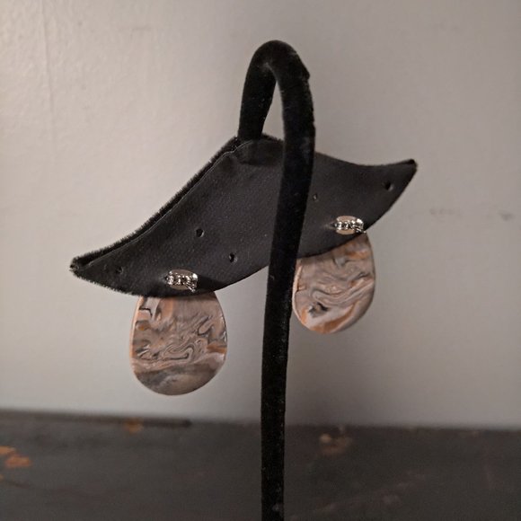 Teardrop Stud Earrings with Granite Design - Picture 6 of 10